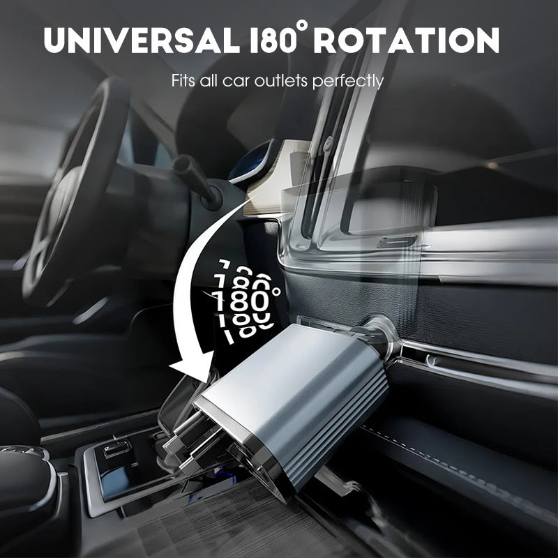 Itin greitas automobilio įkroviklis su ištraukiamais laidais ir Starlight aplinkos apšvietimu-LT