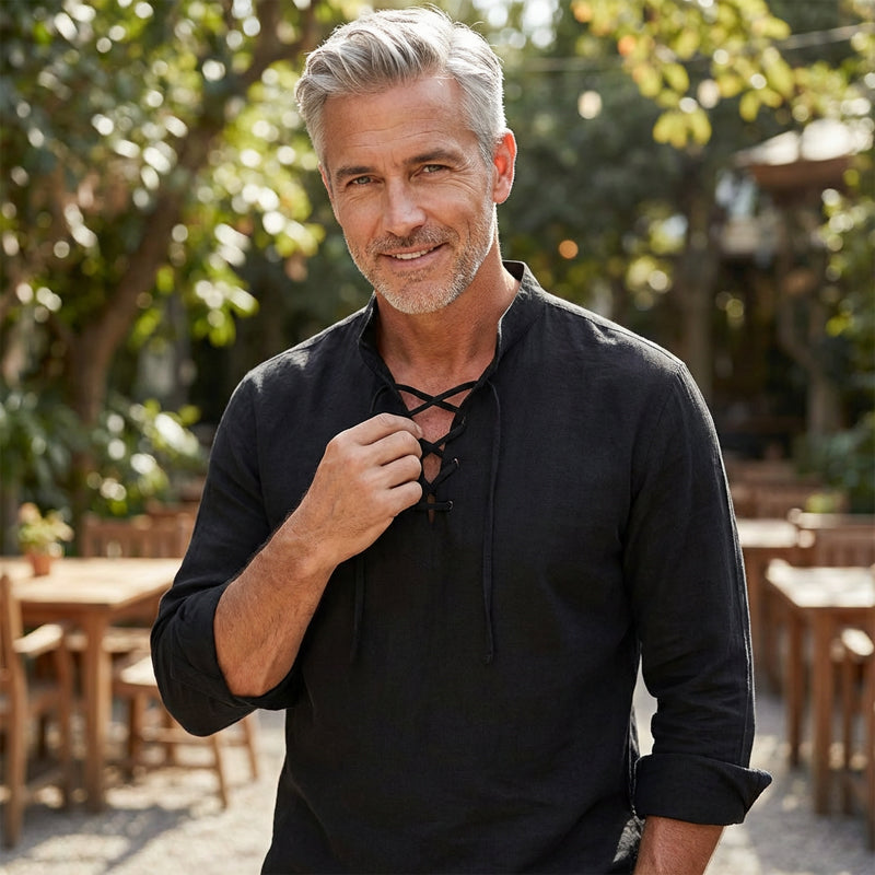 💎 Ανδρικό μονόχρωμο casual πουκάμισο — Αναπνεύσιμο βαμβακερό ύφασμα ✨-GR