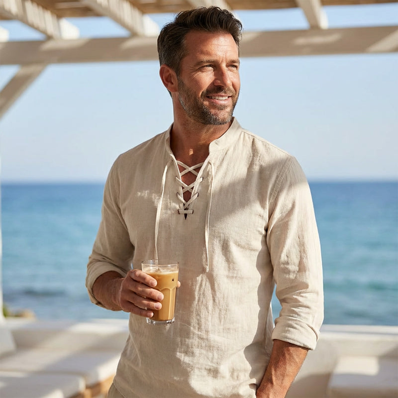 💎 Ανδρικό μονόχρωμο casual πουκάμισο — Αναπνεύσιμο βαμβακερό ύφασμα ✨-GR