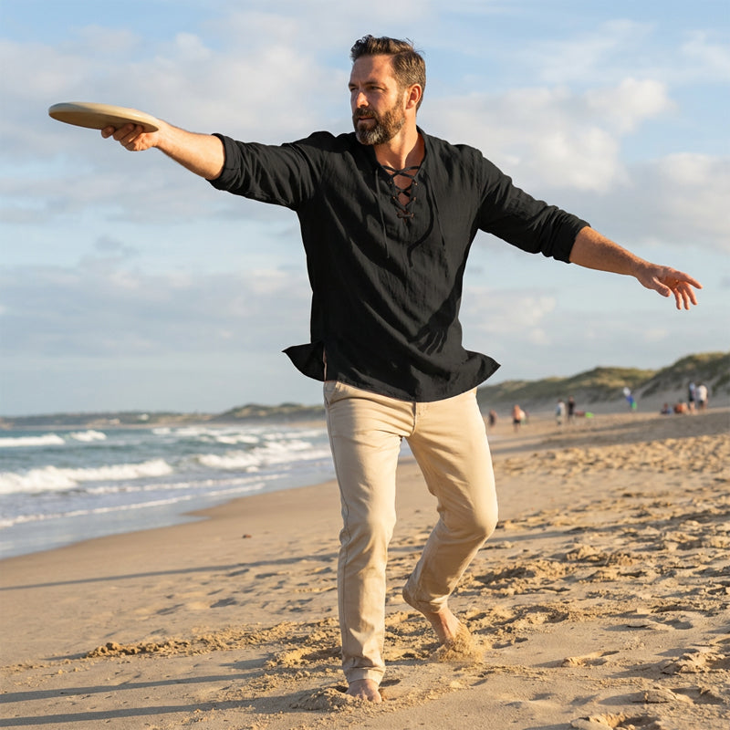 💎 Ανδρικό μονόχρωμο casual πουκάμισο — Αναπνεύσιμο βαμβακερό ύφασμα ✨-GR