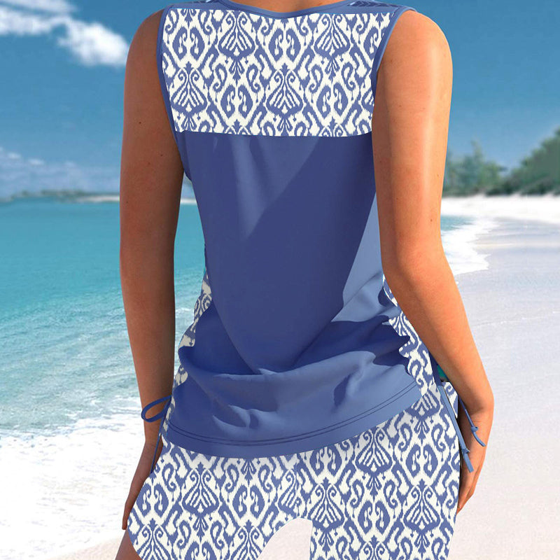 👙S-3XL🏖️Γυναικείο μαγιό tankini δύο τεμαχίων με σχέδιο-GR