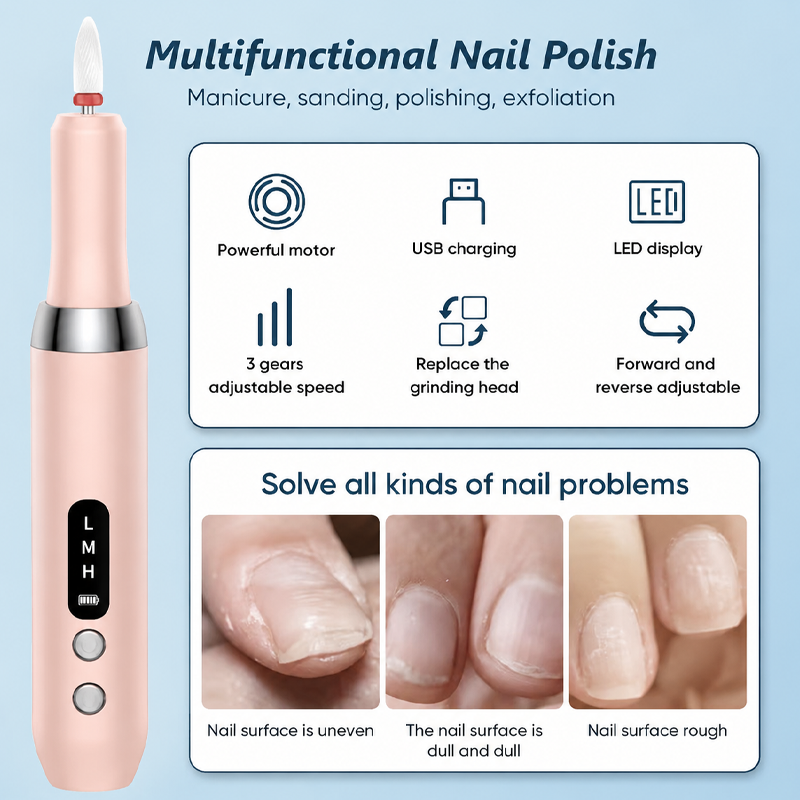 💅🔋 Belaidis elektrinis manikiūras su įkrovimo stovu – mėgaukitės profesionaliu manikiūru namuose! | Nešiojamas, įkraunamas, naudojamas bet kada ✨-LT
