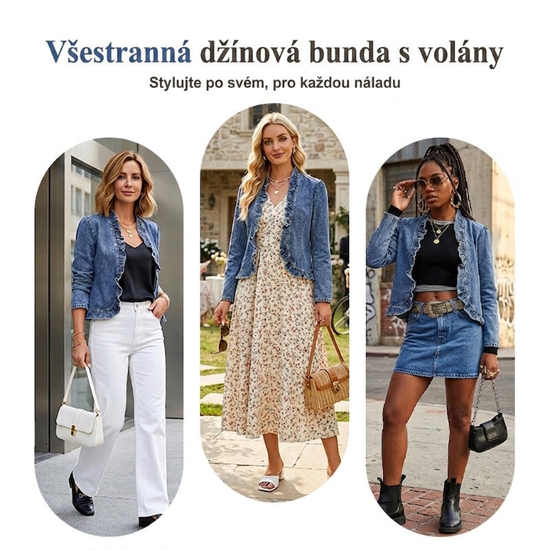 🔥49 % POPUSTA｜Ženska jeans jakna brez zapenjanja｜Naborki, lahka tkanina, enostavno oblačenje-SI